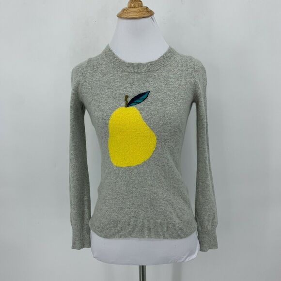 J. Crew Pear Knit Sweater Size XXS Wool Rabbit Hair Blend Gray Pullover Rib Trim - Picture 4 of 12